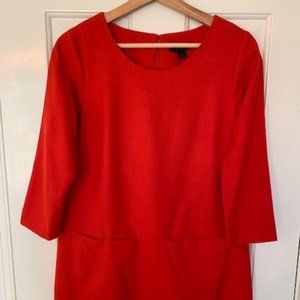 J Crew Red Wool Mini-Dress Size 4 Petite